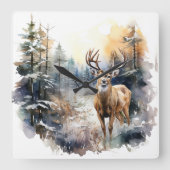 鹿の壁時計 スクエア壁時計 (正面)