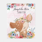 鹿の子花毛布ストライプ布 フリースブランケット (正面)