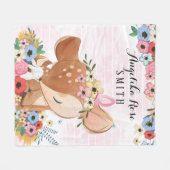 鹿の子花毛布ストライプ布 フリースブランケット (正面(横))