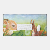 鹿の子鹿とリスイラストレーション デスクマット (キーボード&マウス)