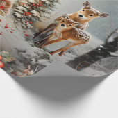 鹿の子鹿の教会時計のクリスマス ラッピングペーパー (角)