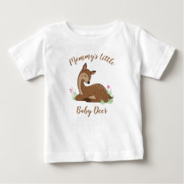 鹿の子鹿シャワーウッドランド動物 ベビーTシャツ