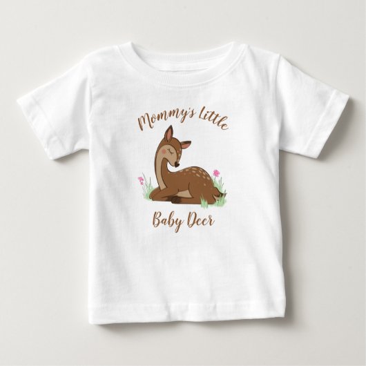 鹿の子鹿シャワーウッドランド動物 ベビーTシャツ (正面)