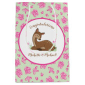 鹿の子鹿シャワーウッドランド動物 ミディアムペーパーバッグ (正面)