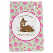 鹿の子鹿シャワーウッドランド動物 ミディアムペーパーバッグ (裏面)