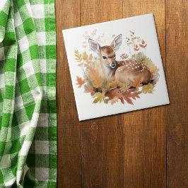 鹿の子鹿紅葉 タイル