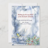 鹿の子鹿、果実と鳥のクリスマスカーモダンド シーズンカード (裏面)