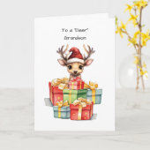 鹿の孫かわいいクリスマスの愛の山 カード (黄色い花)