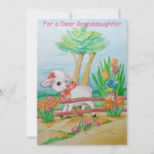 鹿の孫娘イースターの挨拶状 サンキューカード (正面)