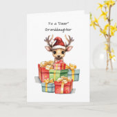 鹿の孫娘クリスマスの愛の山 カード (黄色い花)