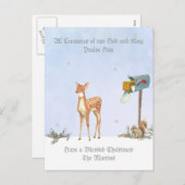 鹿の宗教的カードで冬の景色 シーズンポストカード (正面/裏面)