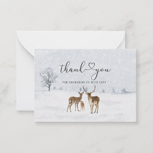 鹿の家族とベビーそれは寒い外のベビーショウ ノートカード (正面)