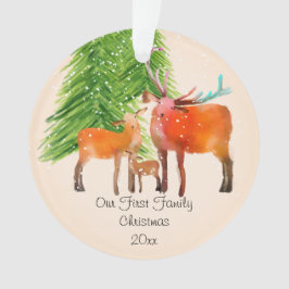 鹿の家族の初めてのクリスマス アクリル装飾 オーナメント