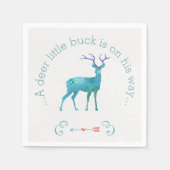 鹿の小さなバック水色の赤ちゃんシャワー スタンダードカクテルナプキン (正面)