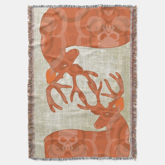 鹿の幾何学的および円形の抽象芸術パターン スローブランケット (正面縦)