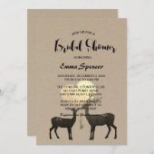 鹿の愛が溢れるウッドランドの冬の落ち葉 ブライダルシャワー 招待状 (正面/裏面)