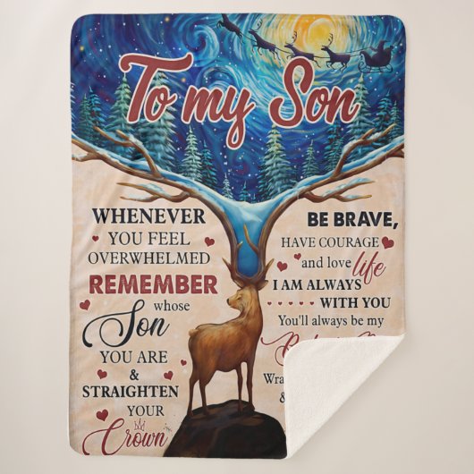 鹿の感じ母を息子に圧倒する シェルパブランケット (正面)