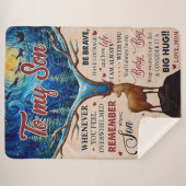 鹿の感じ母を息子に圧倒する シェルパブランケット (正面(横))