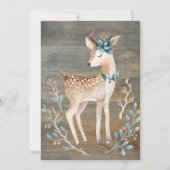 鹿の文字列ライト、木材フローラ赤ちゃんシャワー 招待状 (裏面)
