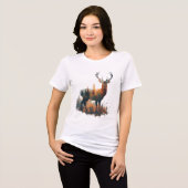 鹿の森のシルエット – Bella+Canvas 女性用Tri- トライブレンドTシャツ (正面全面)