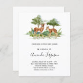 鹿の森の予算ベビーシャワーの招待 (正面/裏面)