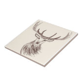 鹿の森の動物のヴィンテージ黒の素朴 タイル (側面)