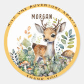 鹿の森の動物の好意ありがとう贈り物の装飾 ラウンドシール (正面)