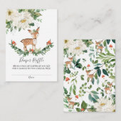 鹿の森の動物の赤ちゃんシャワーおむつラッフル エンクロージャーカード (正面/裏面)