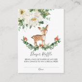 鹿の森の動物の赤ちゃんシャワーおむつラッフル エンクロージャーカード (正面)