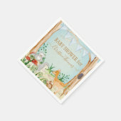 鹿の森の動物ハリネズミのフクロウ男の子の赤ちゃんシャワー スタンダードカクテルナプキン (角)