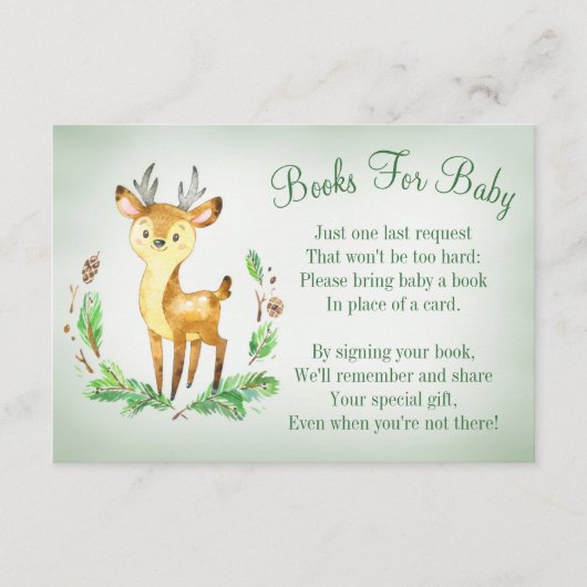鹿の森の赤ちゃんシャワー本カードを持って来る エンクロージャーカード (正面)