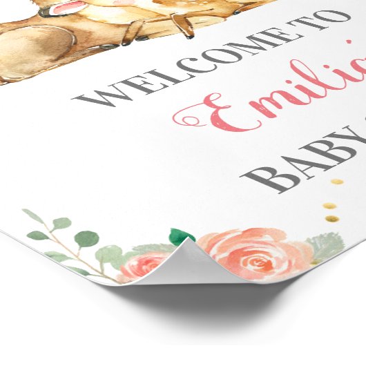 鹿の森の赤ちゃん女の子シャワー散水へようこそ ポスター (角)