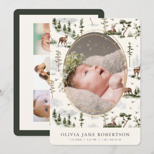 鹿の森山の出産発表 招待状 (正面/裏面)