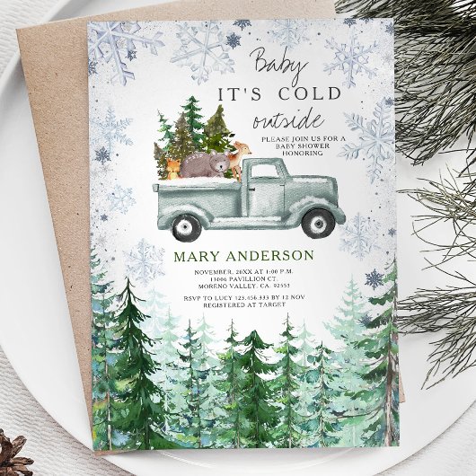 鹿の森素朴動物の赤ちゃんシャワー 招待状