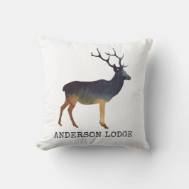 鹿の森、水色（名前あり） クッション