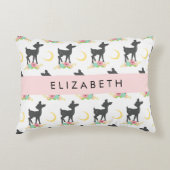 鹿の模様,ベビー鹿,ボホ,花,お名前 アクセントクッション (正面)