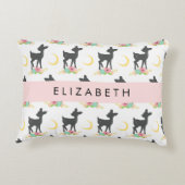 鹿の模様,ベビー鹿,ボホ,花,お名前 アクセントクッション (裏面)