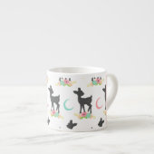 鹿の模様,ベビー鹿,ボホ,花,お名前 エスプレッソカップ (正面右)