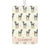 鹿の模様,ベビー鹿,ボホ,花,お名前 カーエアーフレッシュナー (裏面)