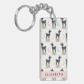 鹿の模様,ベビー鹿,ボホ,花,お名前 キーホルダー (正面左)