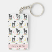 鹿の模様,ベビー鹿,ボホ,花,お名前 キーホルダー (裏面)