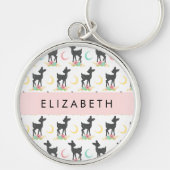 鹿の模様，ベビー鹿，ボホ，花，お名前 キーホルダー (正面)