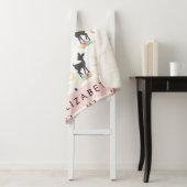 鹿の模様，ベビー鹿，ボホ，花，お名前 シェルパブランケット (インサイチュ)