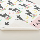 鹿の模様，ベビー鹿，ボホ，花，お名前 シェルパブランケット (3/4)