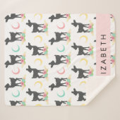 鹿の模様，ベビー鹿，ボホ，花，お名前 シェルパブランケット (正面(横))