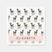 鹿の模様,ベビー鹿,ボホ,花,お名前 スタンダードカクテルナプキン (正面)