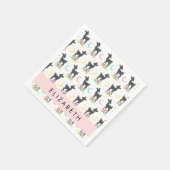 鹿の模様,ベビー鹿,ボホ,花,お名前 スタンダードカクテルナプキン (角)