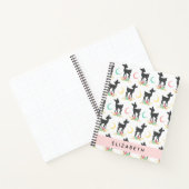 鹿の模様，ベビー鹿，ボホ，花，お名前 ノートブック (内部)