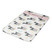 鹿の模様，ベビー鹿，ボホ，花，お名前 バスマット (アングル)