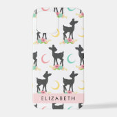 鹿の模様,ベビー鹿,ボホ,花,お名前 iPhoneケース (裏面)